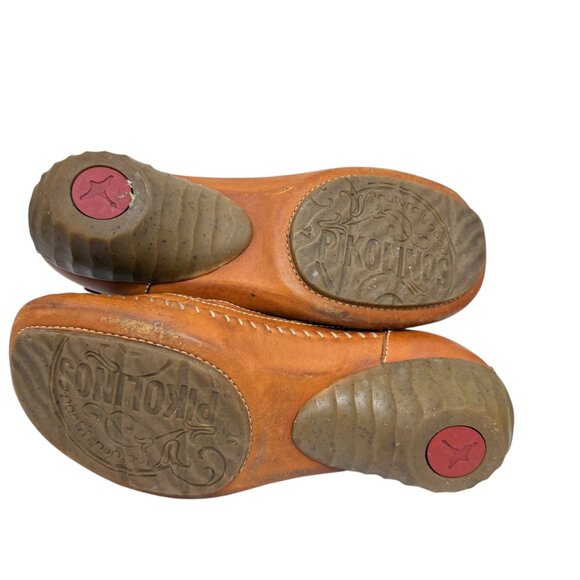 PIKOLINOS Mary Jane Leather Square Toe Slip-on Tan women's shoes size 37 / 7 - Picture 8 of 10